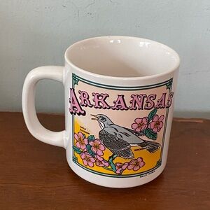 Vintage Arkansas State Souvenir Mug Mockingbird and Apple Blossoms